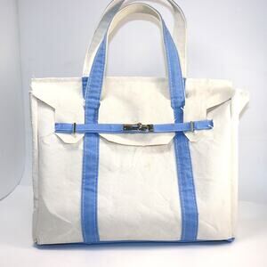 Handmade Upcycled Boat and Tote Bag – Blue Trim – Brand New